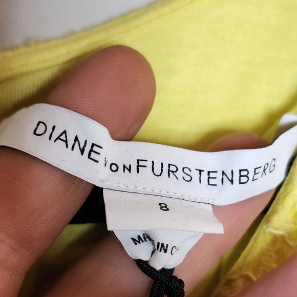 NWT Diane Von Furstenberg yellow lace Wanda Mini dress.  Size 8 - Picture 12 of 16
